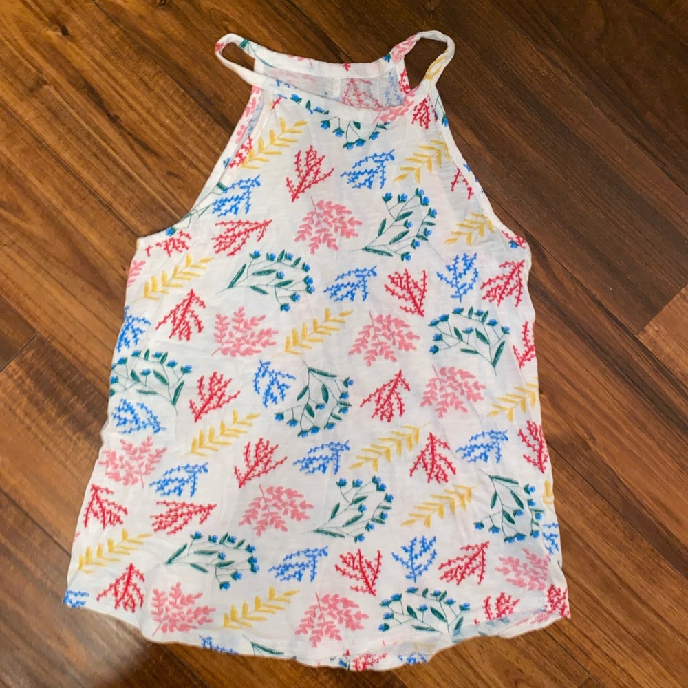 Gap Casual Tank in White with multi-color floral pattern